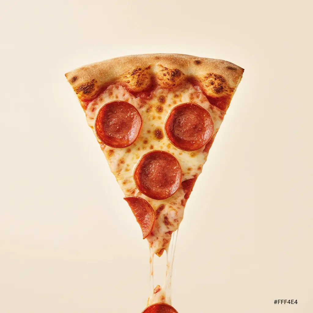 Rebanada de pizza de masa delgada con jalón de queso