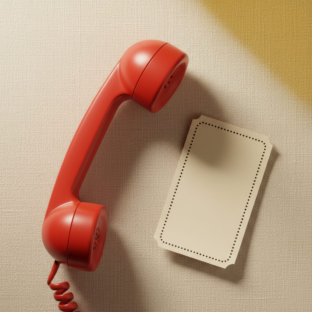Teléfono para llamar y pedir, listo sobre la mesa